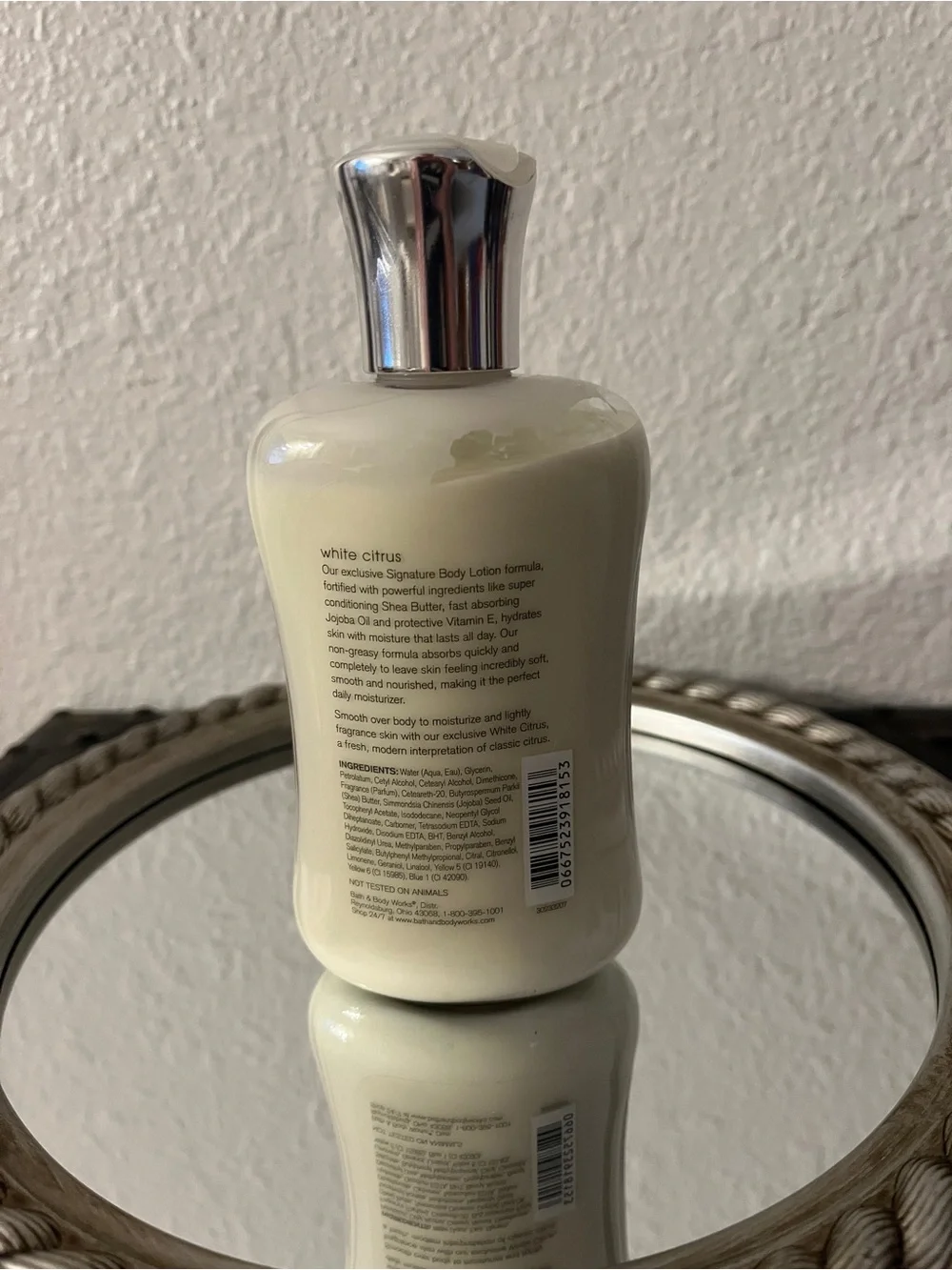 Bath & Body Works White Lotion Bottle with Green Accent